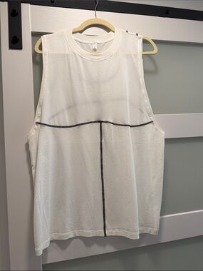 lululemon athletica White Muscle Tank with Black Stitching